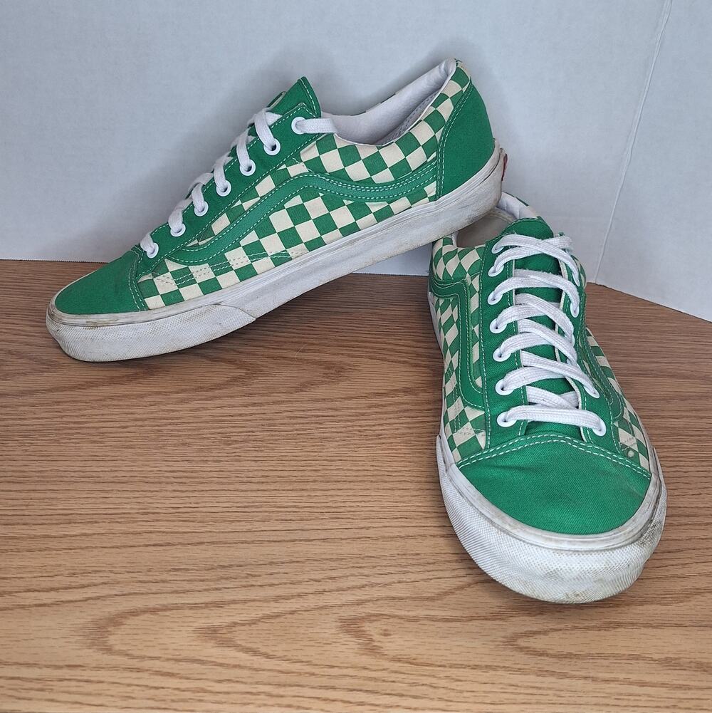 Vans Ward Low Green White Checkerboard Men's Y2K Skater Shoes 721278 EUC - 13M
